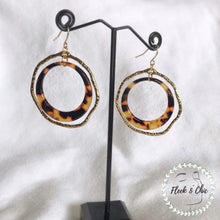Load image into Gallery viewer, Traditional Tortoise Shell Double Layer Gold Hoop Earrings