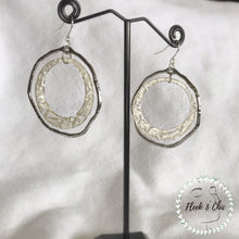 Load image into Gallery viewer, Arctic Silver Tortoise Shell Double Layer Hoop Earrings