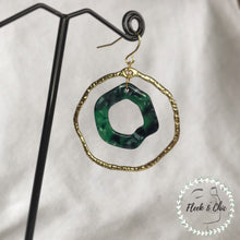 Load image into Gallery viewer, Jungle Tortoise Shell Hexagonal Double Layer Gold Hoop Earrings