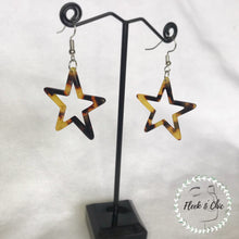 Load image into Gallery viewer, Traditional Tortoise Shell Star Silhouette Earrings