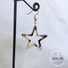 Load image into Gallery viewer, Blonde Tortoise Shell Star Silhouette Earrings