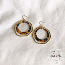 Load image into Gallery viewer, Traditional Tortoise Shell Double Layer Gold Hoop Earrings