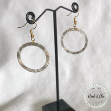 Load image into Gallery viewer, Grey Quartz Tortoise Shell Hoop Earrings