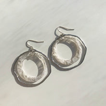 Load image into Gallery viewer, Arctic Silver Tortoise Shell Double Layer Hoop Earrings