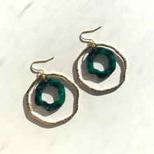 Load image into Gallery viewer, Jungle Tortoise Shell Hexagonal Double Layer Gold Hoop Earrings