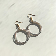 Load image into Gallery viewer, Grey Quartz Tortoise Shell Hoop Earrings