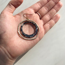 Load image into Gallery viewer, Black & White Marble Double Layer Gold Hoops