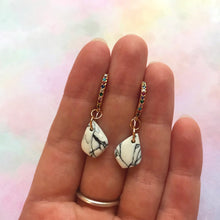 Load image into Gallery viewer, Mini Marble Teardrops with Cubic Zirconia Huggie Hoops