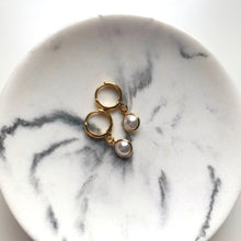 Load image into Gallery viewer, Pearl Huggie Hoop Earrings