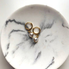 Load image into Gallery viewer, Pearl Huggie Hoop Earrings