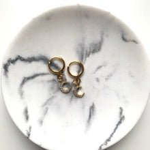 Load image into Gallery viewer, Crescent Moon Cubic Zirconia Crystal Huggie Hoop Earrings