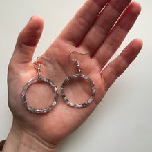 Load image into Gallery viewer, Grey Quartz Tortoise Shell Hoop Earrings