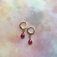 Load image into Gallery viewer, Pink Cubic Zirconia Drop Huggie Hoops