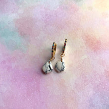 Load image into Gallery viewer, Mini Marble Teardrops with Cubic Zirconia Huggie Hoops