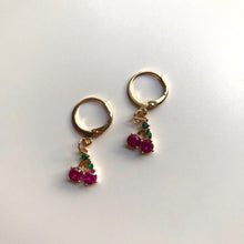 Load image into Gallery viewer, Cherry Cubic Zirconia Huggie Hoops