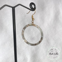 Load image into Gallery viewer, Grey Quartz Tortoise Shell Hoop Earrings
