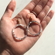 Load image into Gallery viewer, Grey Quartz Tortoise Shell Hoop Earrings
